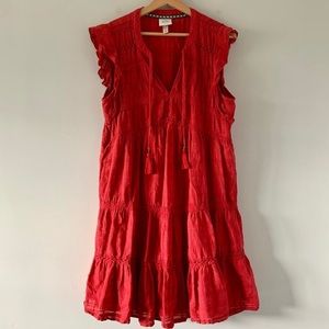 Knox Rose V Neck Tiered Ruffle Dress Sleeveless with Ruffle Trim